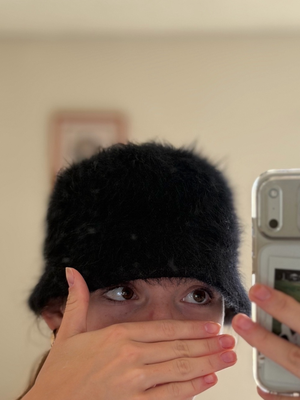 H&M Black Faux Fur Bucket Hat - Women